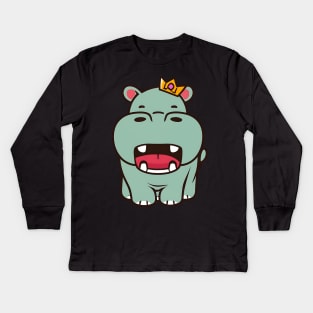 Cute Kawaii Hippo Kids Long Sleeve T-Shirt